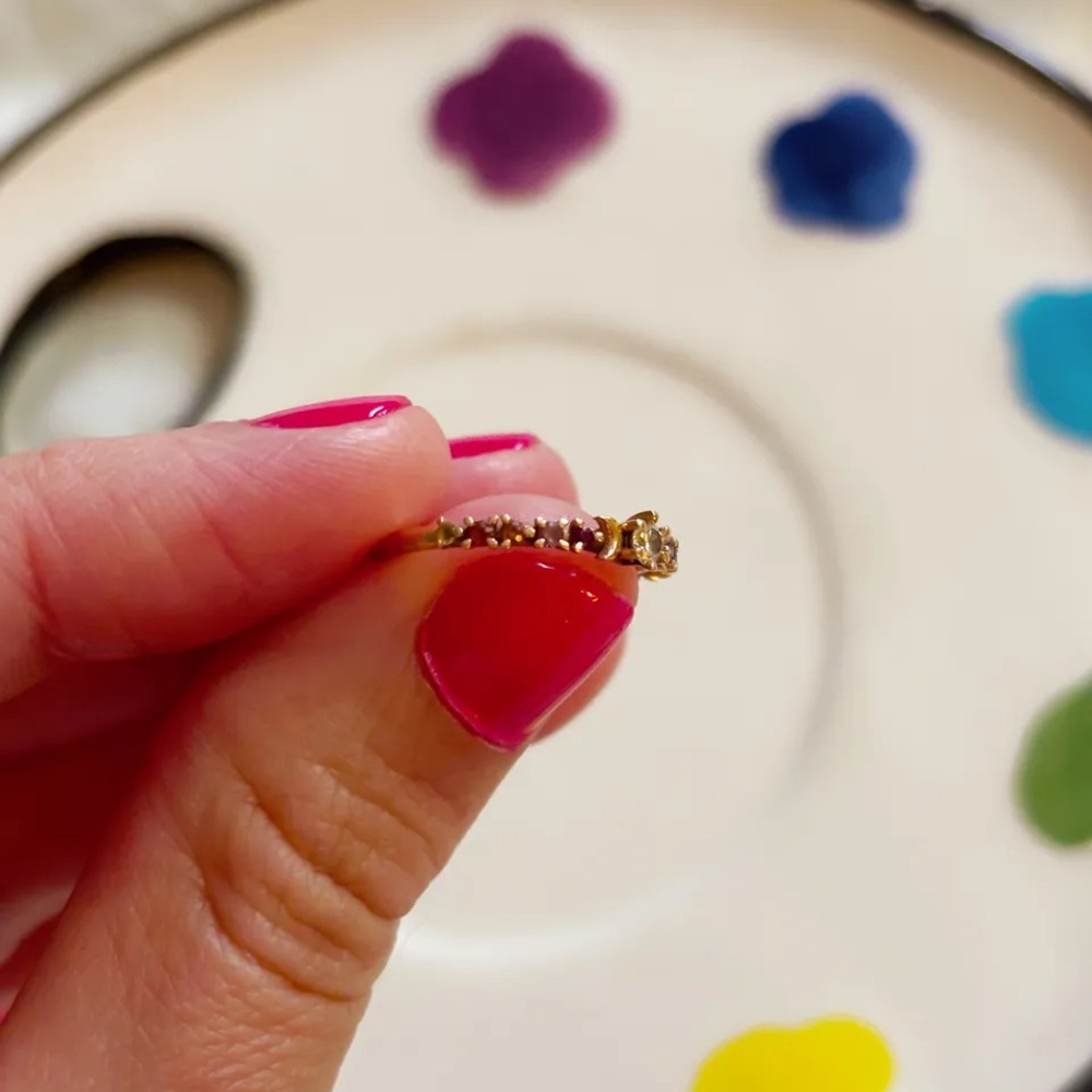 Catbird Sofia Zakia Rainbow Stardust Ring + Bonus Matching Rainbow Band Size 3.5 - Picture 3 of 11